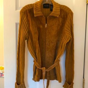 Axcess brown suede and knot zip up sweater M